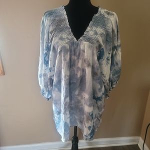 Sz 1X  NWOT blue tie dye tunic top from Oddi